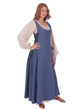 MIRANDA Cotton Blue - XV-XVI Century Inspired, Sleeveless Medieval Viking Renaissance Women's Over Dress